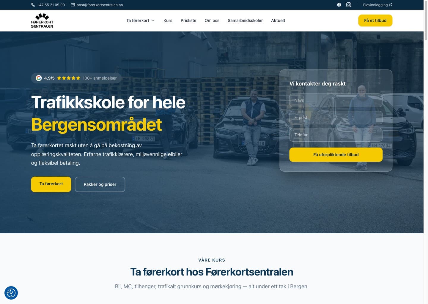 Skjermbilde av Førerkortsentralen